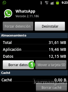Borrar datos Whatsapp