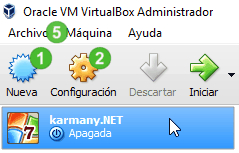 Zona de administración de VM VirtualBox