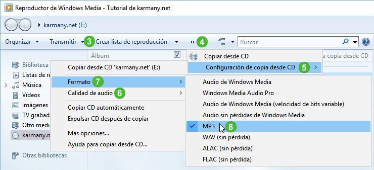 archivos de audio a mp3 sin nada Windows con Windows Player