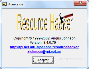 Acerca de ... Resource Hacker