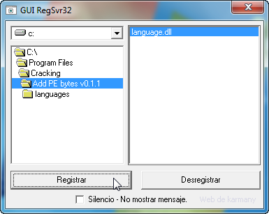 Imagen de regsvr32 GUI
